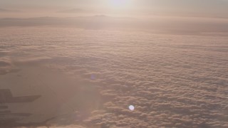 4K stock footage aerial video fly over cloud layer covering the Pacific Ocean at sunset near San Pedro, California Aerial Stock Footage | WA005_010