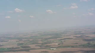 4K stock footage aerial video fly over Ohio farm fields with a few clouds in the sky Aerial Stock Footage | WA005_067