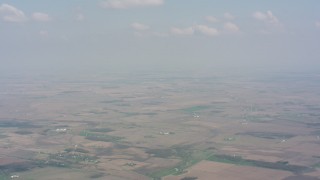 4K stock footage aerial video tilt from a bird's eye view of Ohio farms and fields to a wider view of flat farmland Aerial Stock Footage | WA005_068