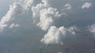 4K stock footage aerial video of a reverse view of clouds over Ohio farmland Aerial Stock Footage | WA005_077