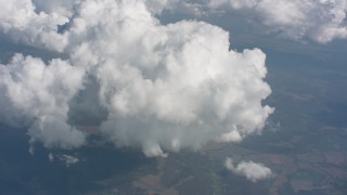 WA005_080 - 4K stock footage aerial video tilt from a bird's eye view of Ohio farmland to white clouds high above