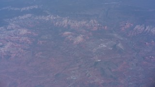 WA007_023 - 4K stock footage aerial video tilt from a distant peak to mesas and canyons around Phoenix, Arizona