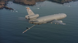 4K stock footage aerial video of a McDonnell Douglas KC-10 flying near the coast of Northern California Aerial Stock Footage | WAAF03_C040_011851