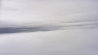 4K stock footage aerial video of flying between two dense layers of clouds over Northern California Aerial Stock Footage | WAAF07_C010_01193D